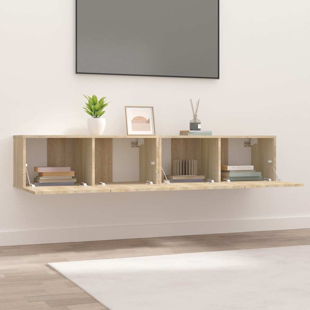 Tv-meubels 2 st 80x30x30 cm bewerkt hout sonoma eikenkleurig is nu te koop bij PeponiXL, paradijselijk wonen!