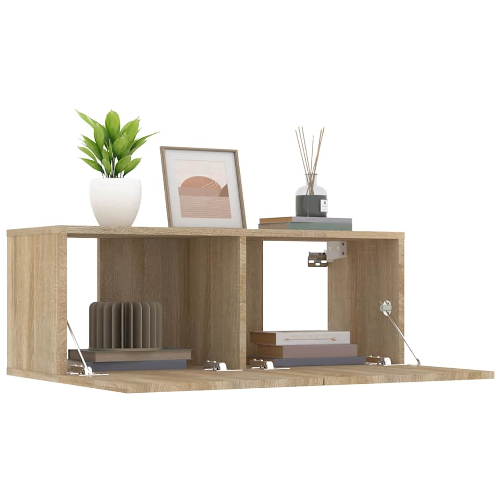 Tv-meubels 2 st 80x30x30 cm bewerkt hout sonoma eikenkleurig is nu te koop bij PeponiXL, paradijselijk wonen!