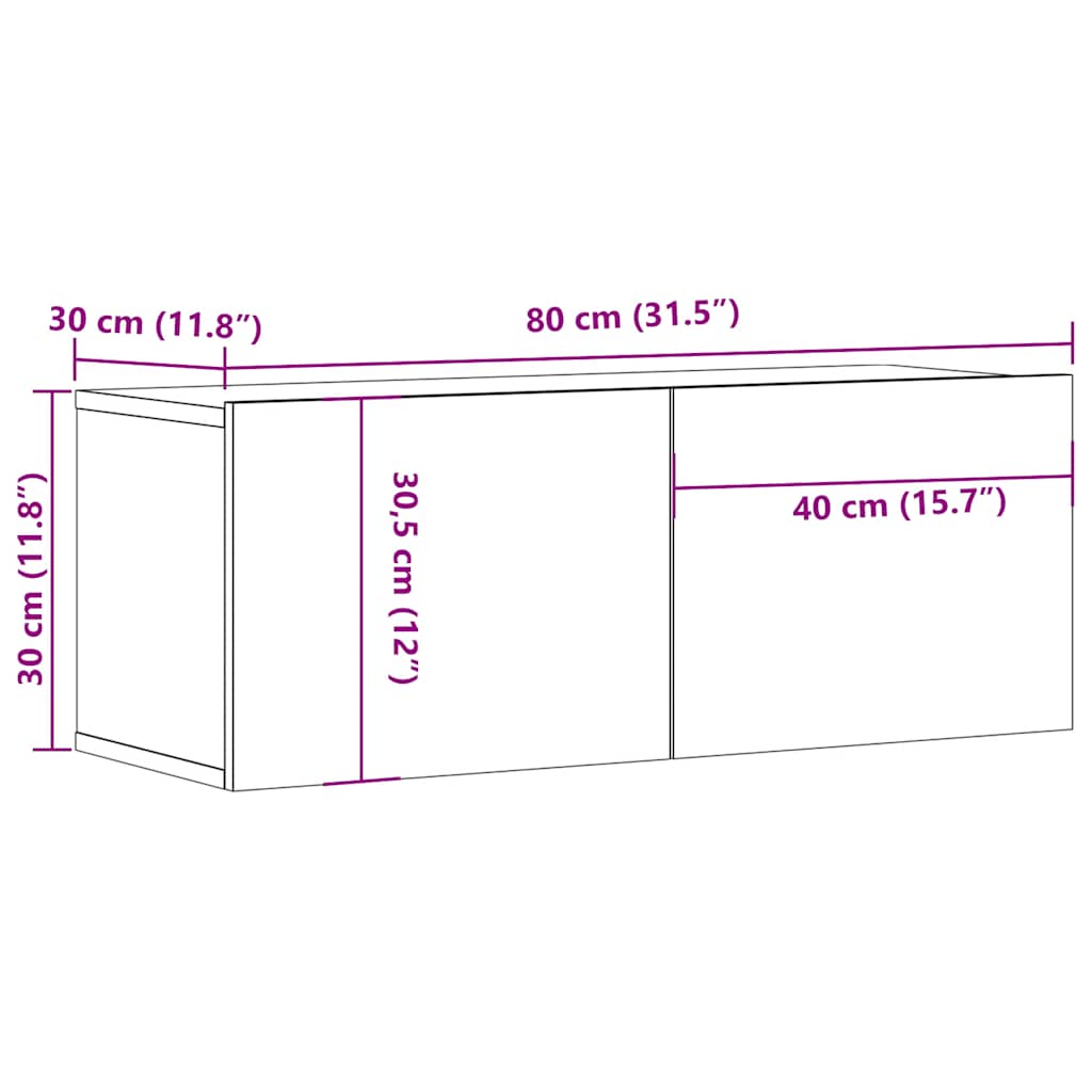 Tv-meubels 2 st 80x30x30 cm bewerkt hout sonoma eikenkleurig is nu te koop bij PeponiXL, paradijselijk wonen!