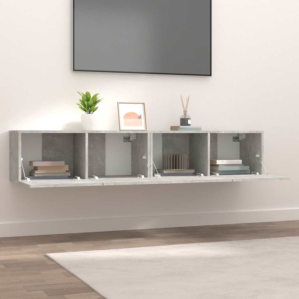 Tv-meubels 2 st 80x30x30 cm bewerkt hout betongrijs is nu te koop bij PeponiXL, paradijselijk wonen!