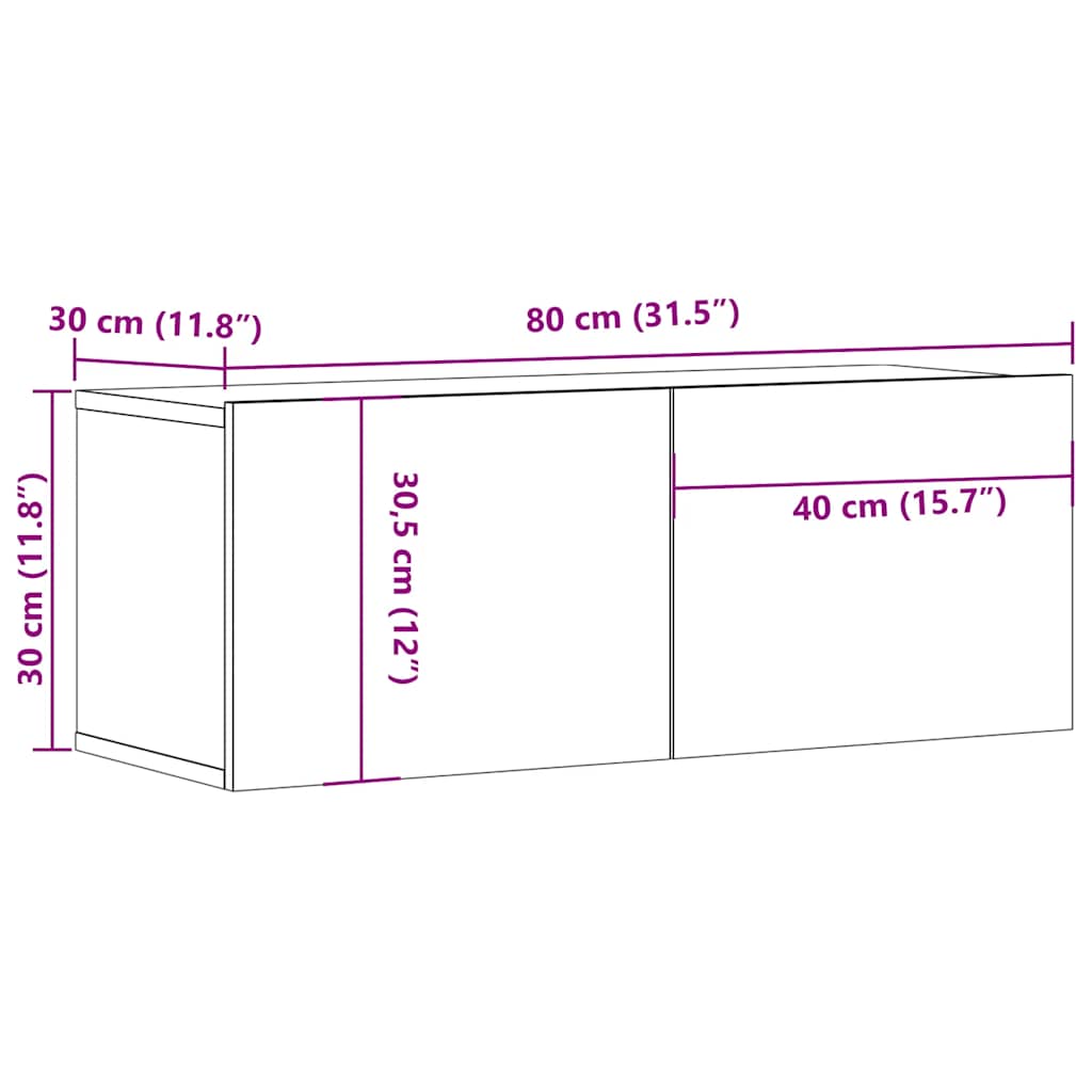 Tv-meubels 2 st 80x30x30 cm bewerkt hout betongrijs is nu te koop bij PeponiXL, paradijselijk wonen!