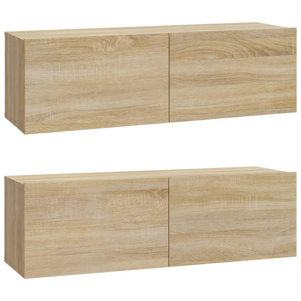 Tv-wandmeubels 2 st 100x30x30 cm hout sonoma eikenkleurig is nu te koop bij PeponiXL, paradijselijk wonen!