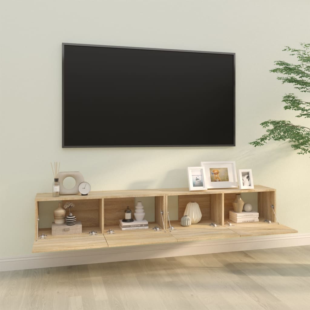 Tv-wandmeubels 2 st 100x30x30 cm hout sonoma eikenkleurig is nu te koop bij PeponiXL, paradijselijk wonen!