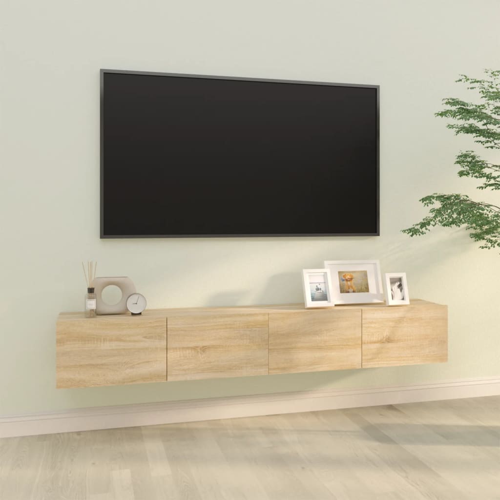 Tv-wandmeubels 2 st 100x30x30 cm hout sonoma eikenkleurig is nu te koop bij PeponiXL, paradijselijk wonen!