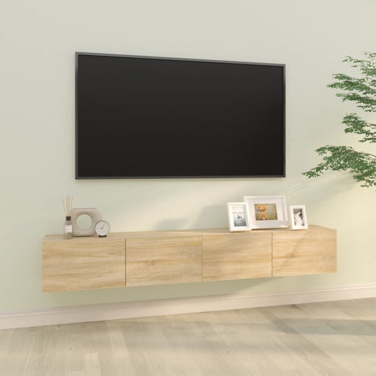 Tv-wandmeubels 2 st 100x30x30 cm hout sonoma eikenkleurig is nu te koop bij PeponiXL, paradijselijk wonen!