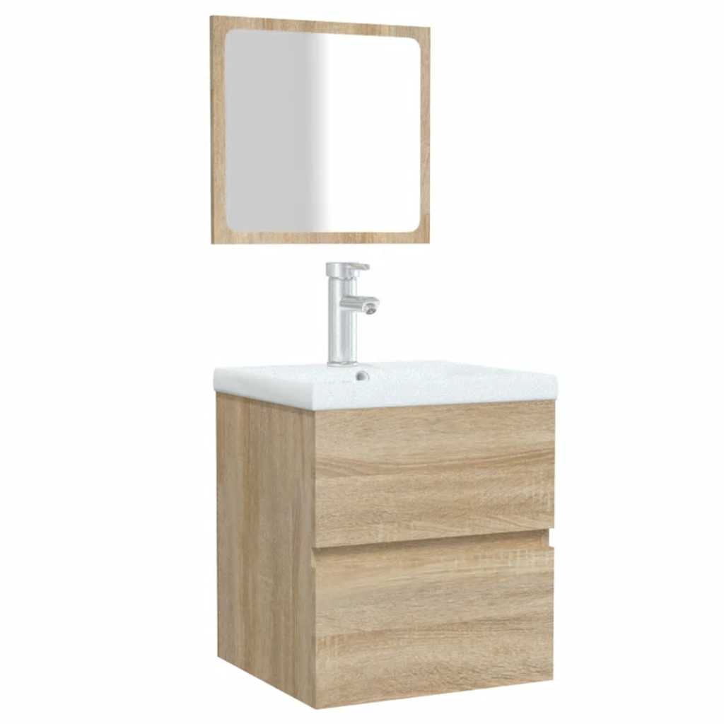 Badkamerkast met spiegel bewerkt hout sonoma eikenkleurig is nu te koop bij PeponiXL, paradijselijk wonen!