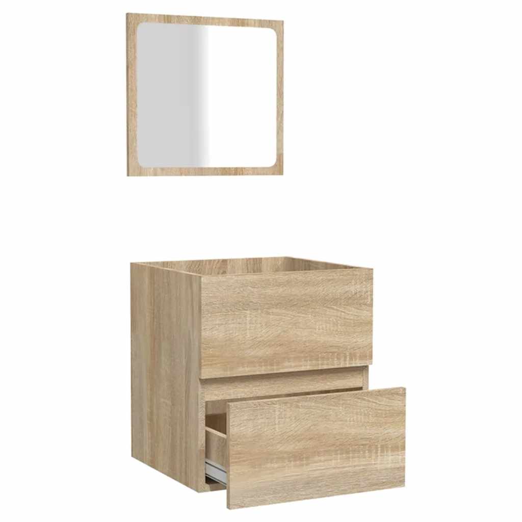 Badkamerkast met spiegel bewerkt hout sonoma eikenkleurig is nu te koop bij PeponiXL, paradijselijk wonen!