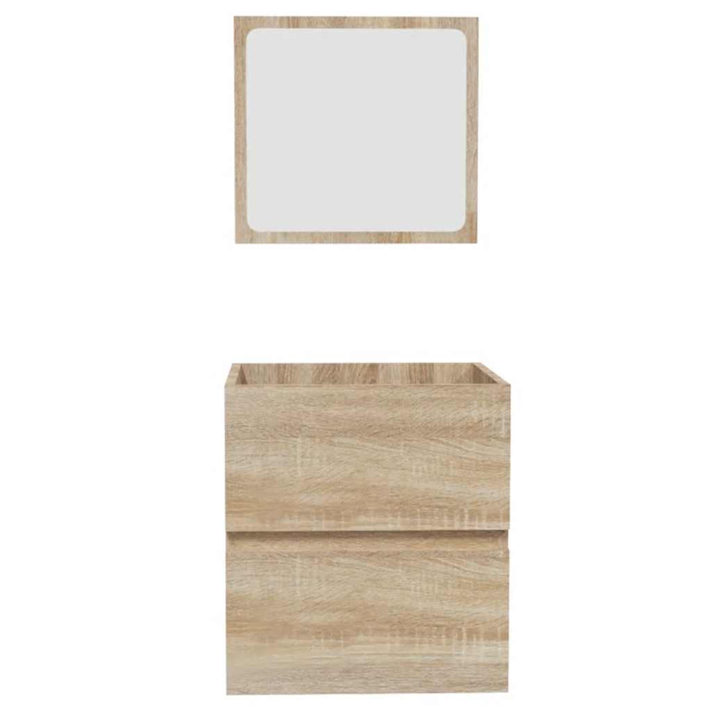 Badkamerkast met spiegel bewerkt hout sonoma eikenkleurig is nu te koop bij PeponiXL, paradijselijk wonen!
