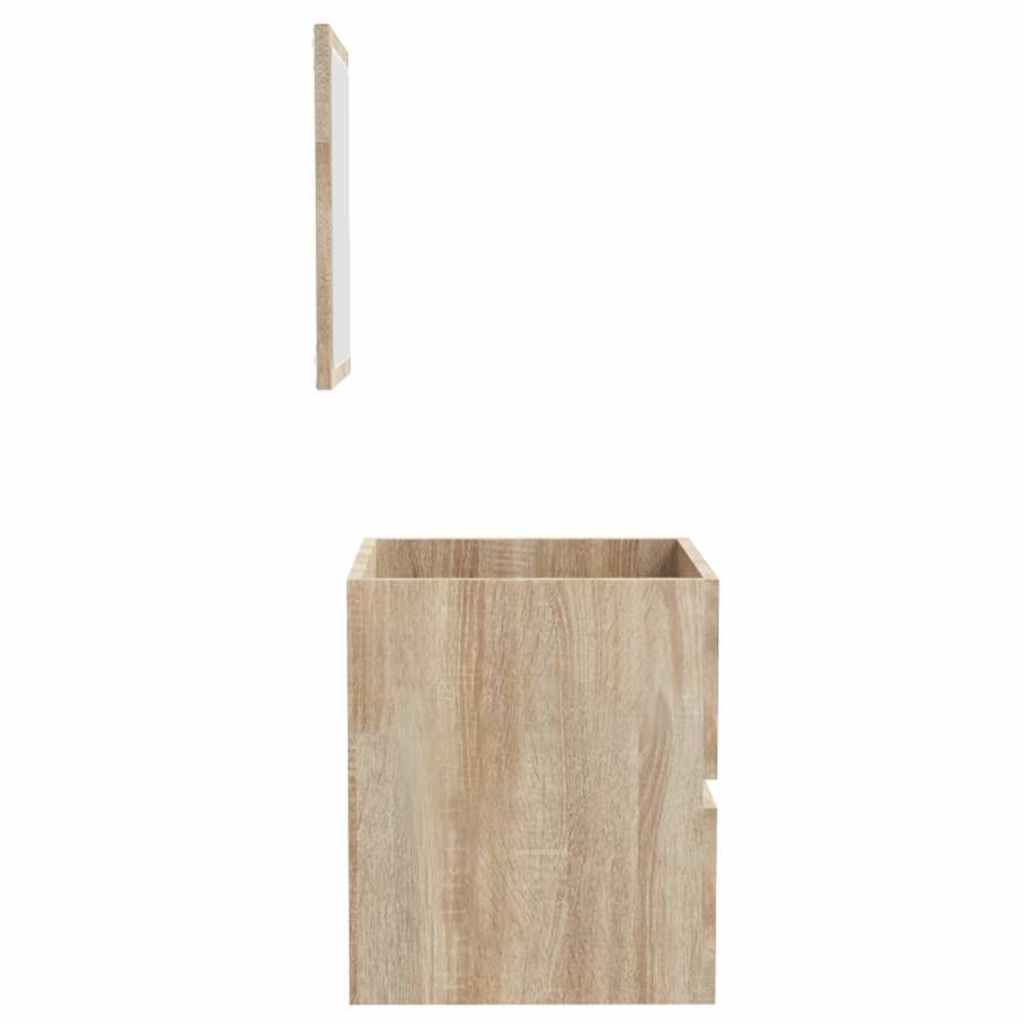 Badkamerkast met spiegel bewerkt hout sonoma eikenkleurig is nu te koop bij PeponiXL, paradijselijk wonen!