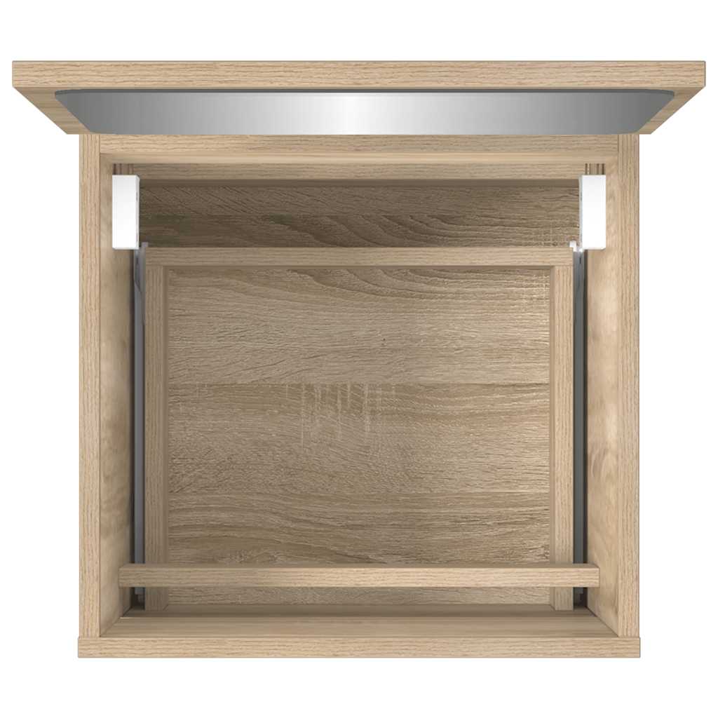 Badkamerkast met spiegel bewerkt hout sonoma eikenkleurig is nu te koop bij PeponiXL, paradijselijk wonen!