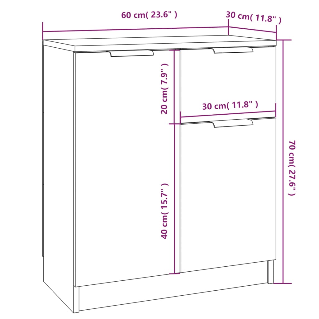 Dressoir 60x30x70 cm bewerkt hout betongrijs is nu te koop bij PeponiXL, paradijselijk wonen!