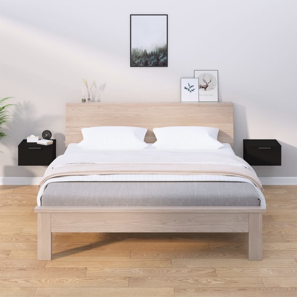 Nachtkastjes wandgemonteerd 2 st 34x30x20 cm zwart is nu te koop bij PeponiXL, paradijselijk wonen!