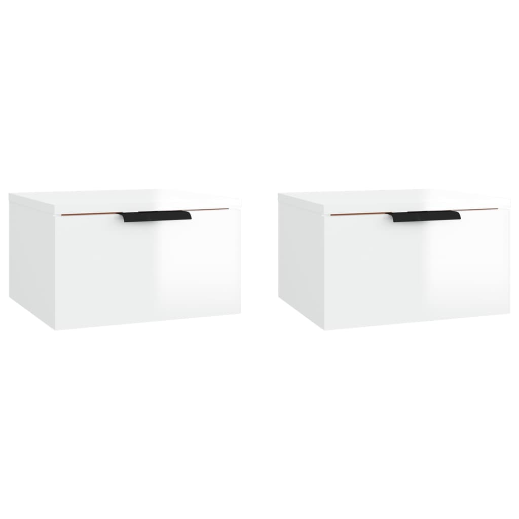 Nachtkastjes 2 st wandgemonteerd 34x30x20 cm hoogglans wit is nu te koop bij PeponiXL, paradijselijk wonen!
