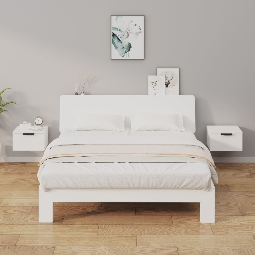 Nachtkastjes 2 st wandgemonteerd 34x30x20 cm hoogglans wit is nu te koop bij PeponiXL, paradijselijk wonen!