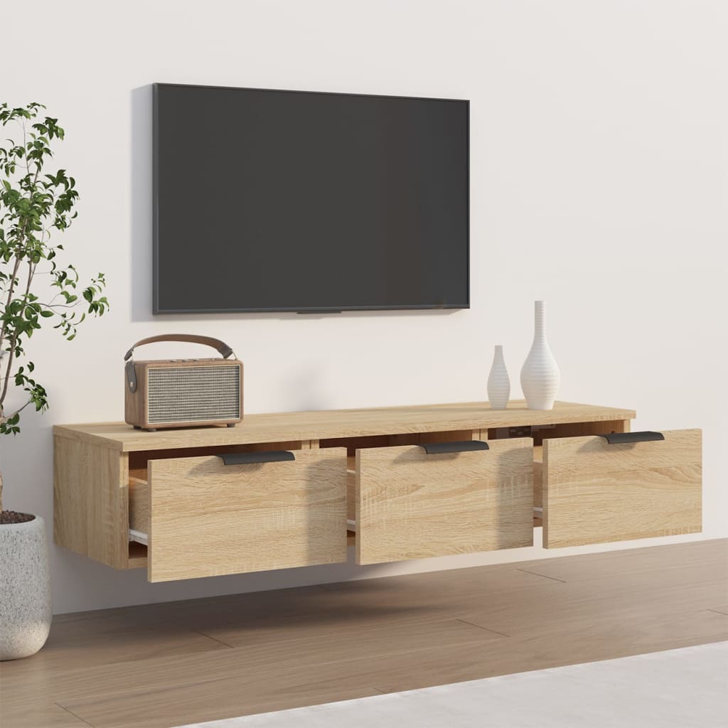 Wandkast 102x30x20 cm bewerkt hout sonoma eikenkleurig is nu te koop bij PeponiXL, paradijselijk wonen!