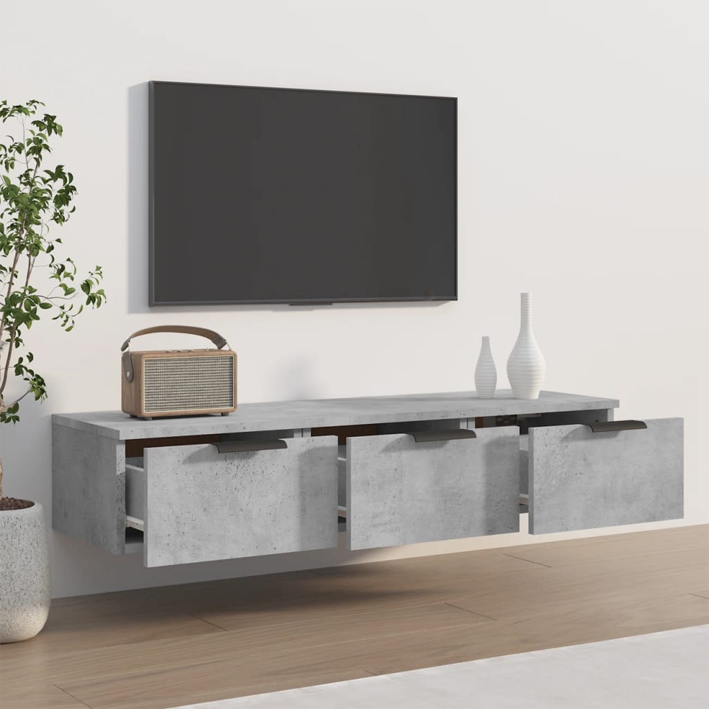 Wandkast 102x30x20 cm bewerkt hout betongrijs is nu te koop bij PeponiXL, paradijselijk wonen!