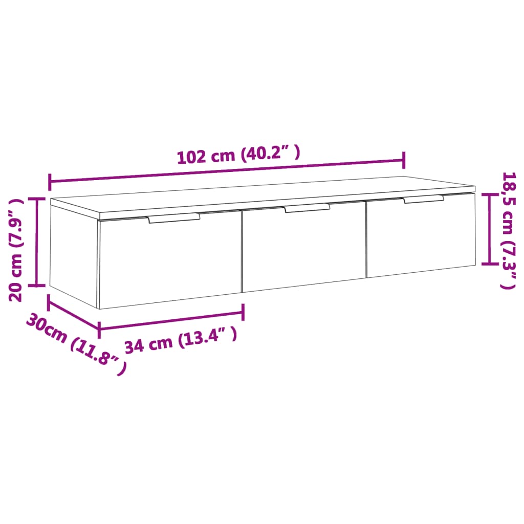 Wandkast 102x30x20 cm bewerkt hout betongrijs is nu te koop bij PeponiXL, paradijselijk wonen!