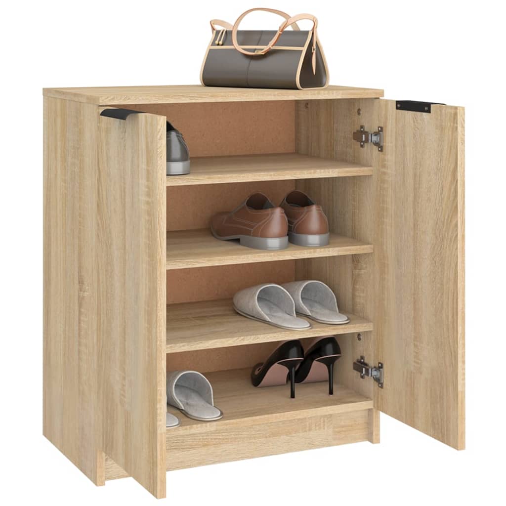 Schoenenkast 59x35x70 cm bewerkt hout sonoma eikenkleurig is nu te koop bij PeponiXL, paradijselijk wonen!