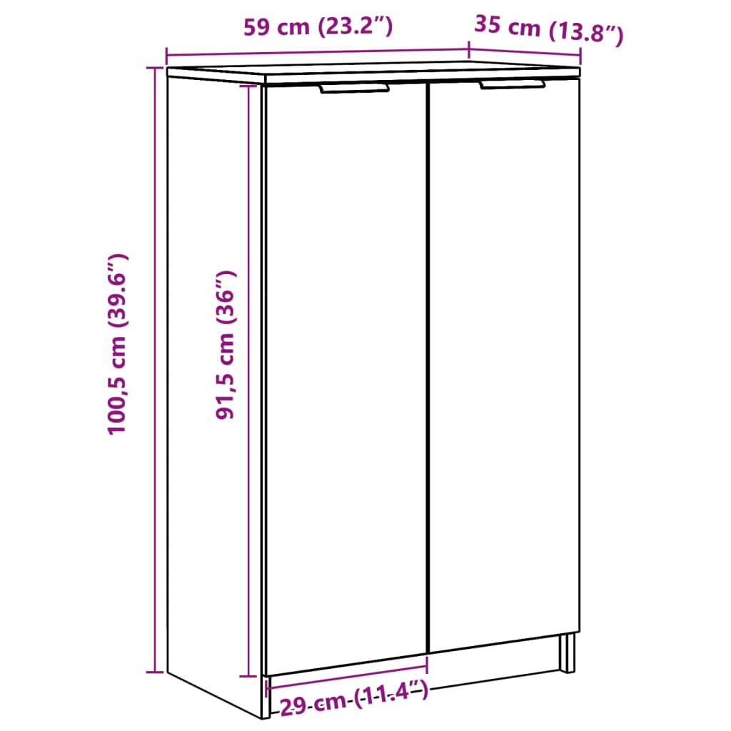 Schoenenkast 59x35x100,5 cm bewerkt hout wit is nu te koop bij PeponiXL, paradijselijk wonen!
