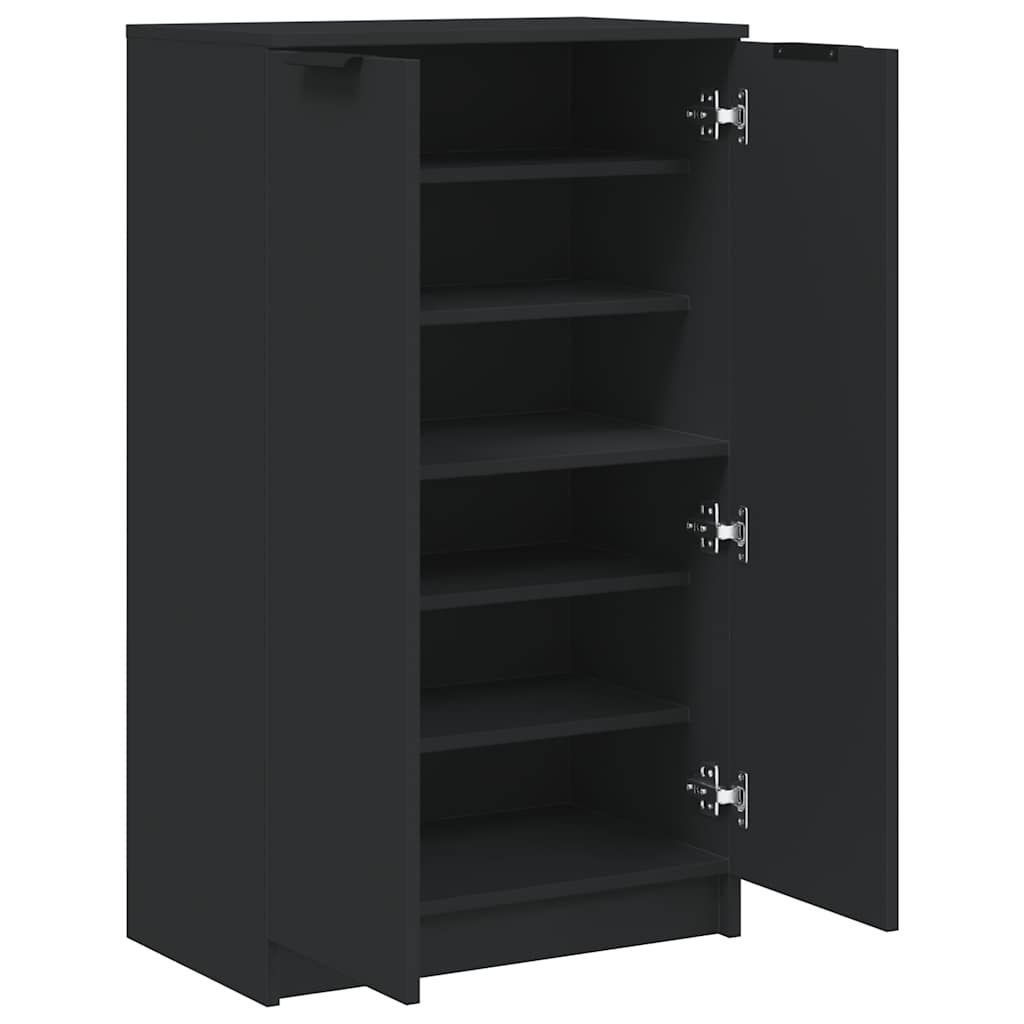 Schoenenkast 59x35x100 cm bewerkt hout zwart is nu te koop bij PeponiXL, paradijselijk wonen!
