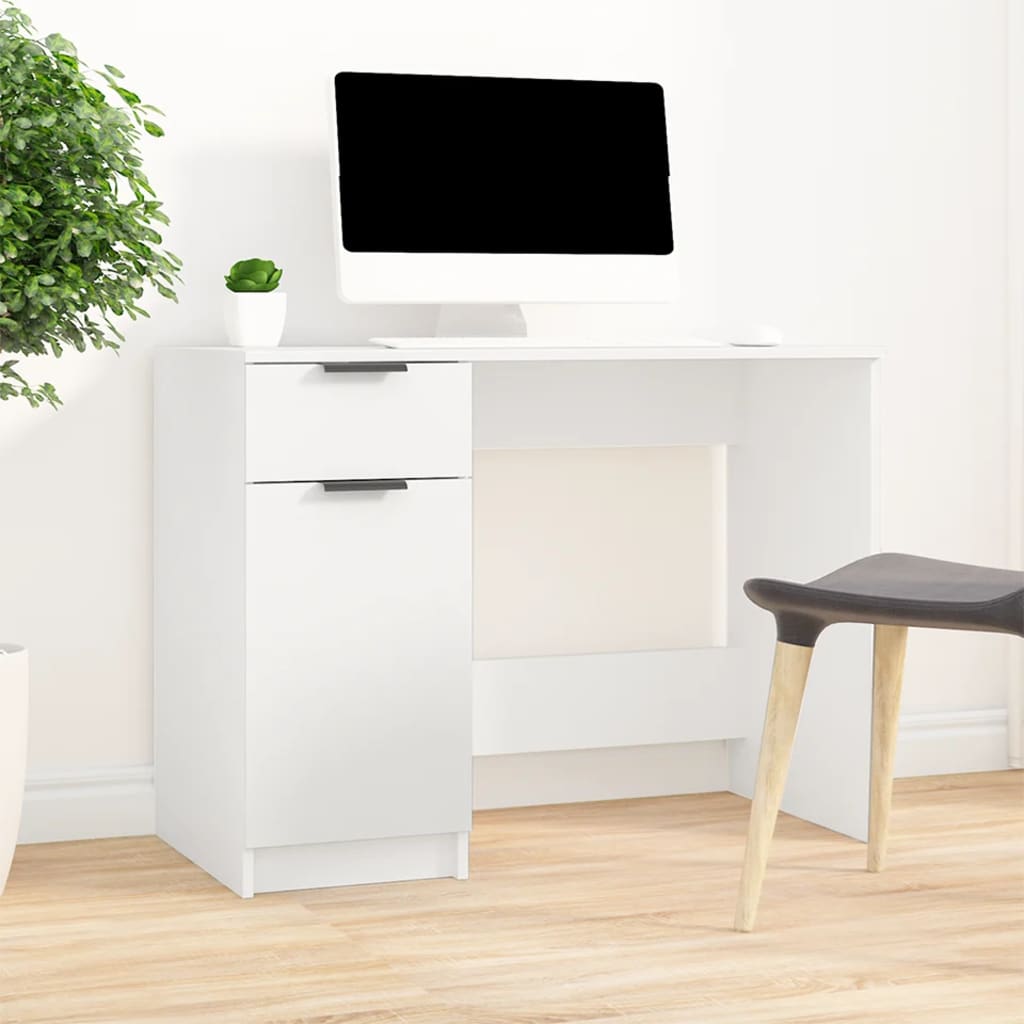 Bureau 100x50x75 cm bewerkt hout wit is nu te koop bij PeponiXL, paradijselijk wonen!