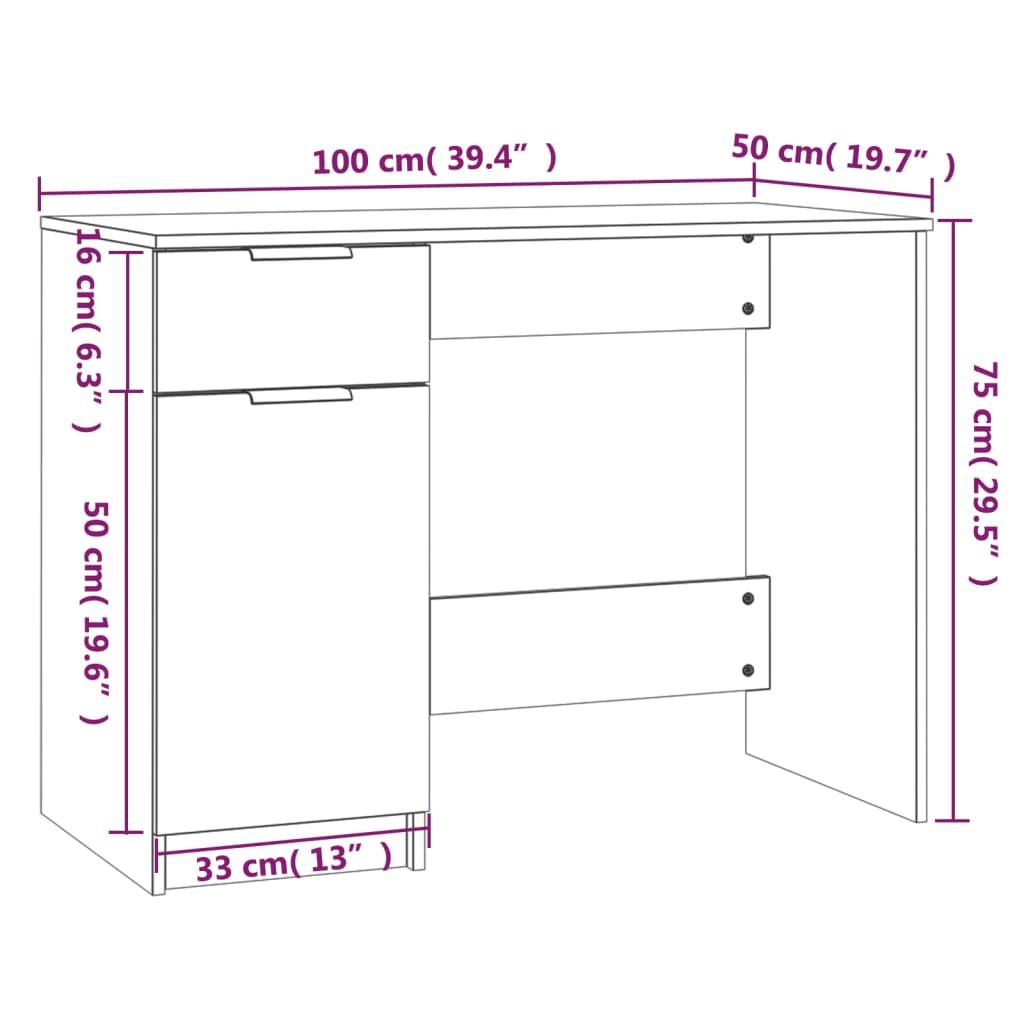 Bureau 100x50x75 cm bewerkt hout wit is nu te koop bij PeponiXL, paradijselijk wonen!