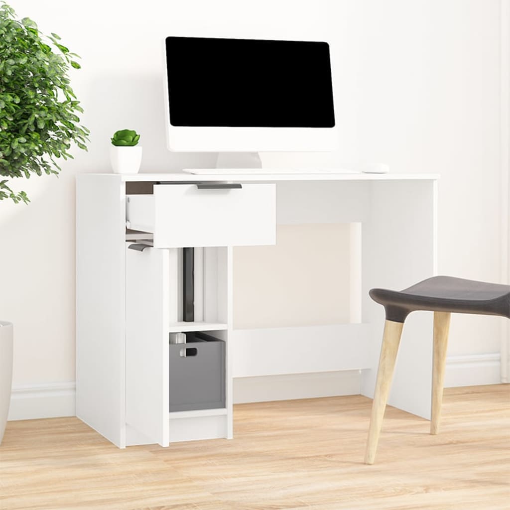 Bureau 100x50x75 cm bewerkt hout wit is nu te koop bij PeponiXL, paradijselijk wonen!