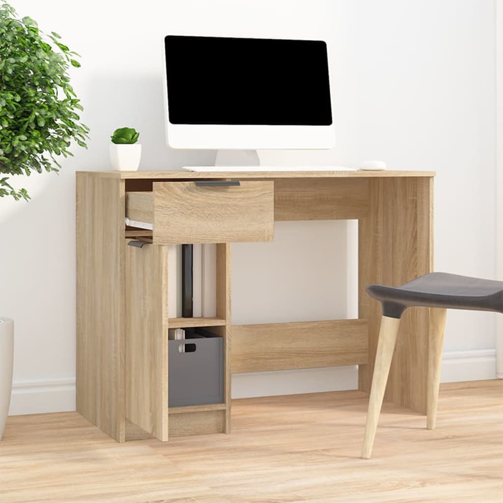 Bureau 100x50x75 cm bewerkt hout sonoma eikenkleurig is nu te koop bij PeponiXL, paradijselijk wonen!
