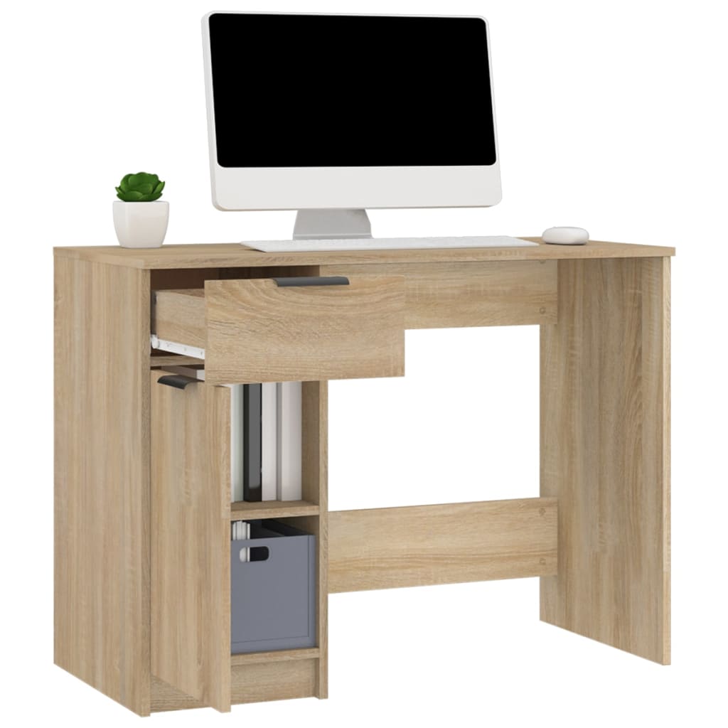 Bureau 100x50x75 cm bewerkt hout sonoma eikenkleurig is nu te koop bij PeponiXL, paradijselijk wonen!