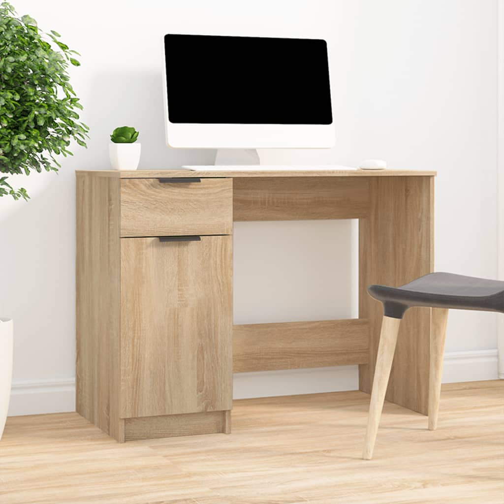 Bureau 100x50x75 cm bewerkt hout sonoma eikenkleurig is nu te koop bij PeponiXL, paradijselijk wonen!