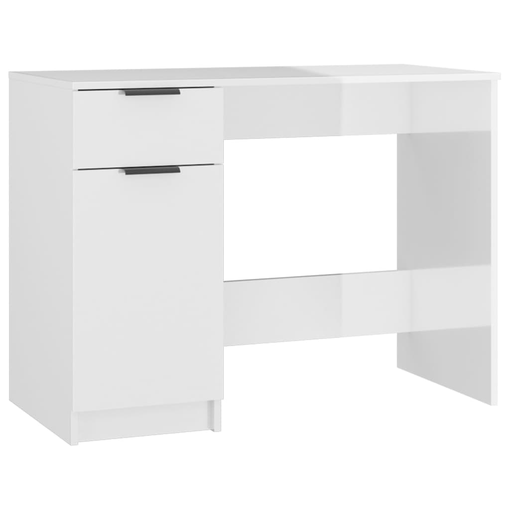 Bureau 100x50x75 cm bewerkt hout hoogglans wit is nu te koop bij PeponiXL, paradijselijk wonen!