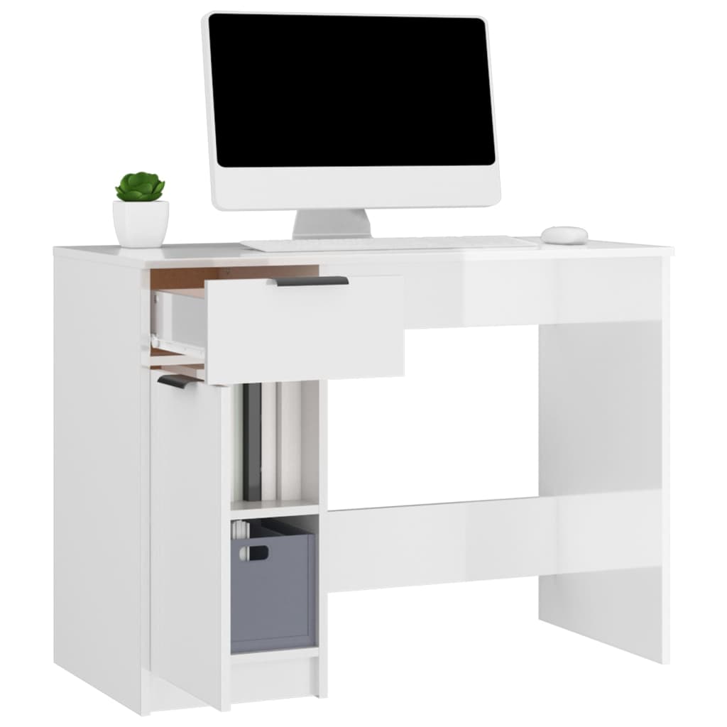 Bureau 100x50x75 cm bewerkt hout hoogglans wit is nu te koop bij PeponiXL, paradijselijk wonen!