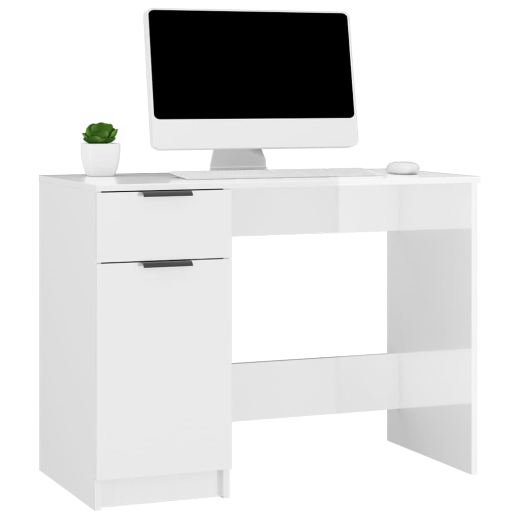 Bureau 100x50x75 cm bewerkt hout hoogglans wit is nu te koop bij PeponiXL, paradijselijk wonen!