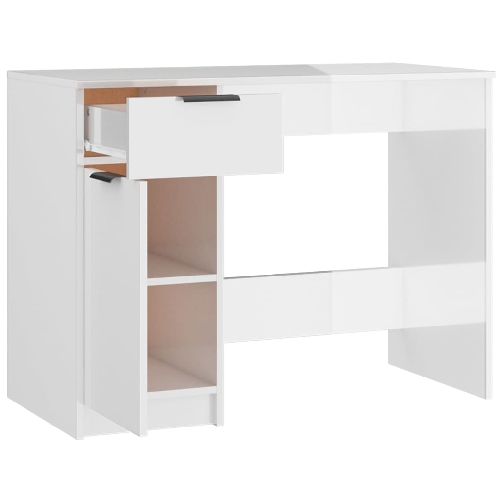 Bureau 100x50x75 cm bewerkt hout hoogglans wit is nu te koop bij PeponiXL, paradijselijk wonen!