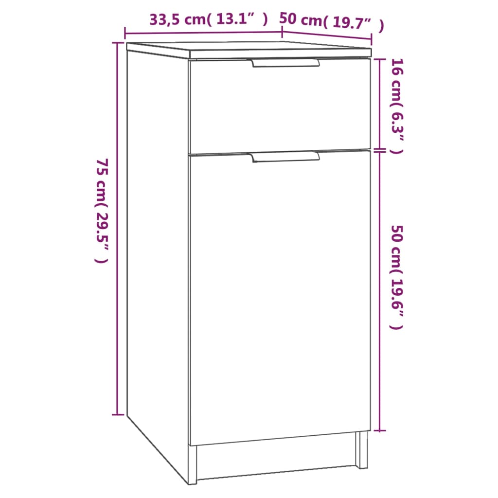 Bureaukast 33,5x50x75 cm bewerkt hout wit is nu te koop bij PeponiXL, paradijselijk wonen!
