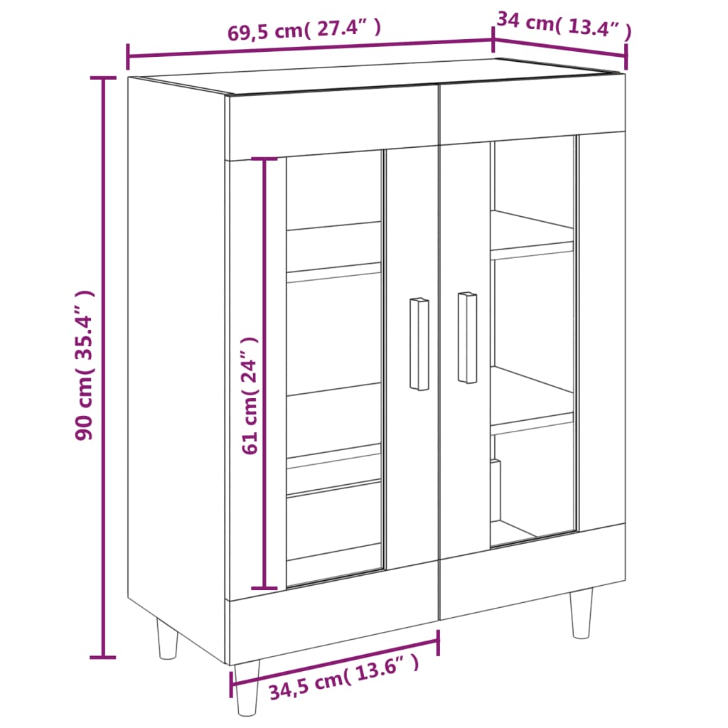 Dressoir 69,5x34x90 cm bewerkt hout sonoma eikenkleurig is nu te koop bij PeponiXL, paradijselijk wonen!