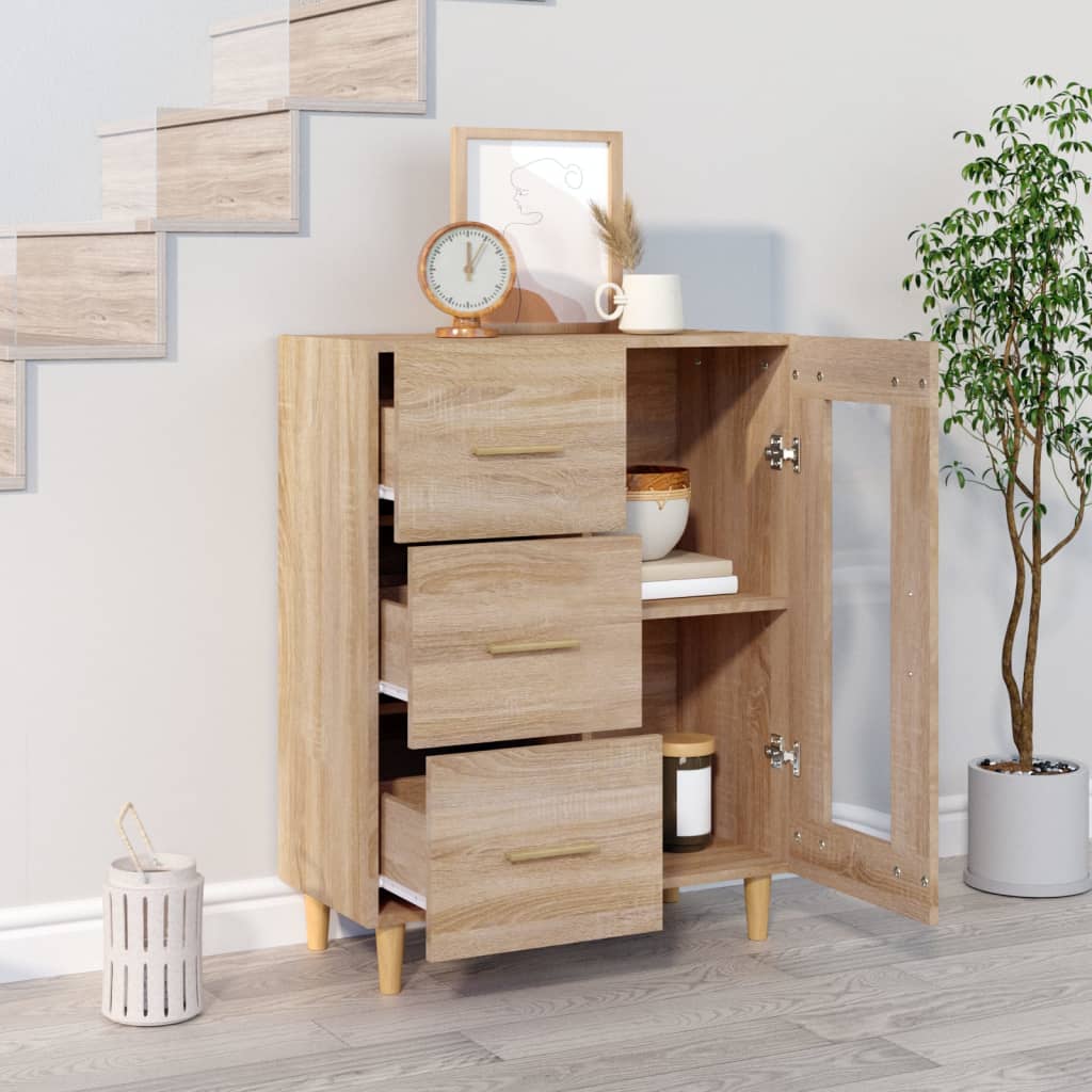 Dressoir 69,5x34x90 cm bewerkt hout sonoma eikenkleurig is nu te koop bij PeponiXL, paradijselijk wonen!