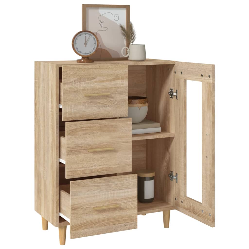 Dressoir 69,5x34x90 cm bewerkt hout sonoma eikenkleurig is nu te koop bij PeponiXL, paradijselijk wonen!