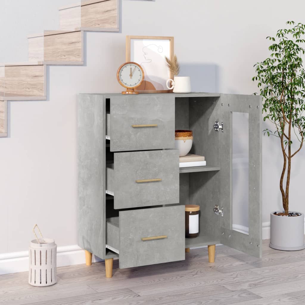 Dressoir 69,5x34x90 cm bewerkt hout betongrijs is nu te koop bij PeponiXL, paradijselijk wonen!
