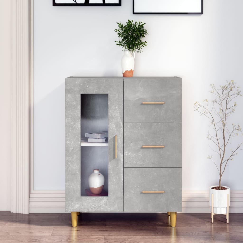 Dressoir 69,5x34x90 cm bewerkt hout betongrijs is nu te koop bij PeponiXL, paradijselijk wonen!