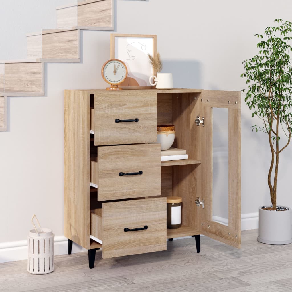 Dressoir 69,5x34x90 cm bewerkt hout sonoma eikenkleurig is nu te koop bij PeponiXL, paradijselijk wonen!