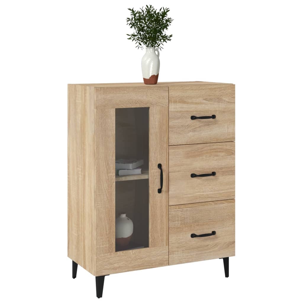 Dressoir 69,5x34x90 cm bewerkt hout sonoma eikenkleurig is nu te koop bij PeponiXL, paradijselijk wonen!