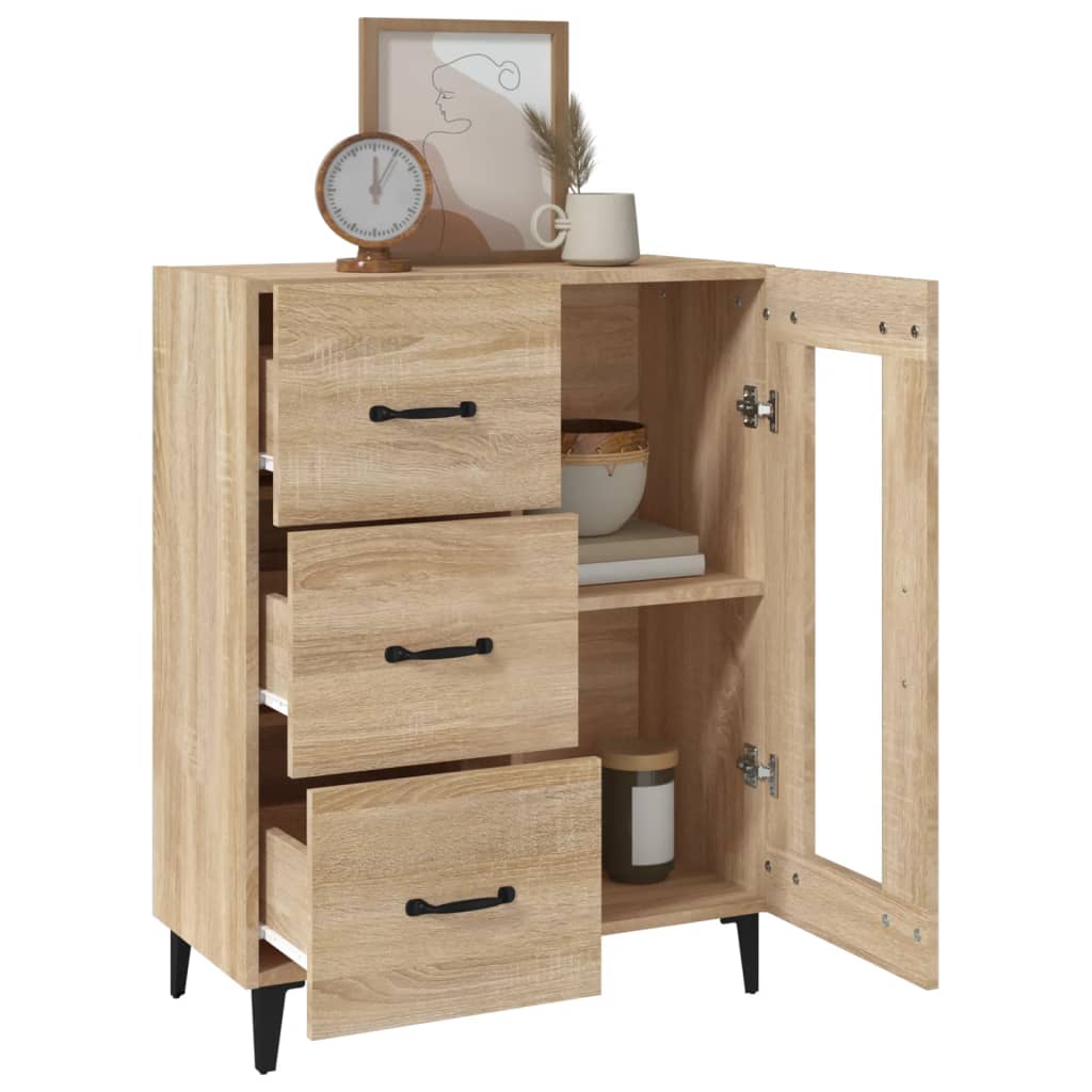 Dressoir 69,5x34x90 cm bewerkt hout sonoma eikenkleurig is nu te koop bij PeponiXL, paradijselijk wonen!