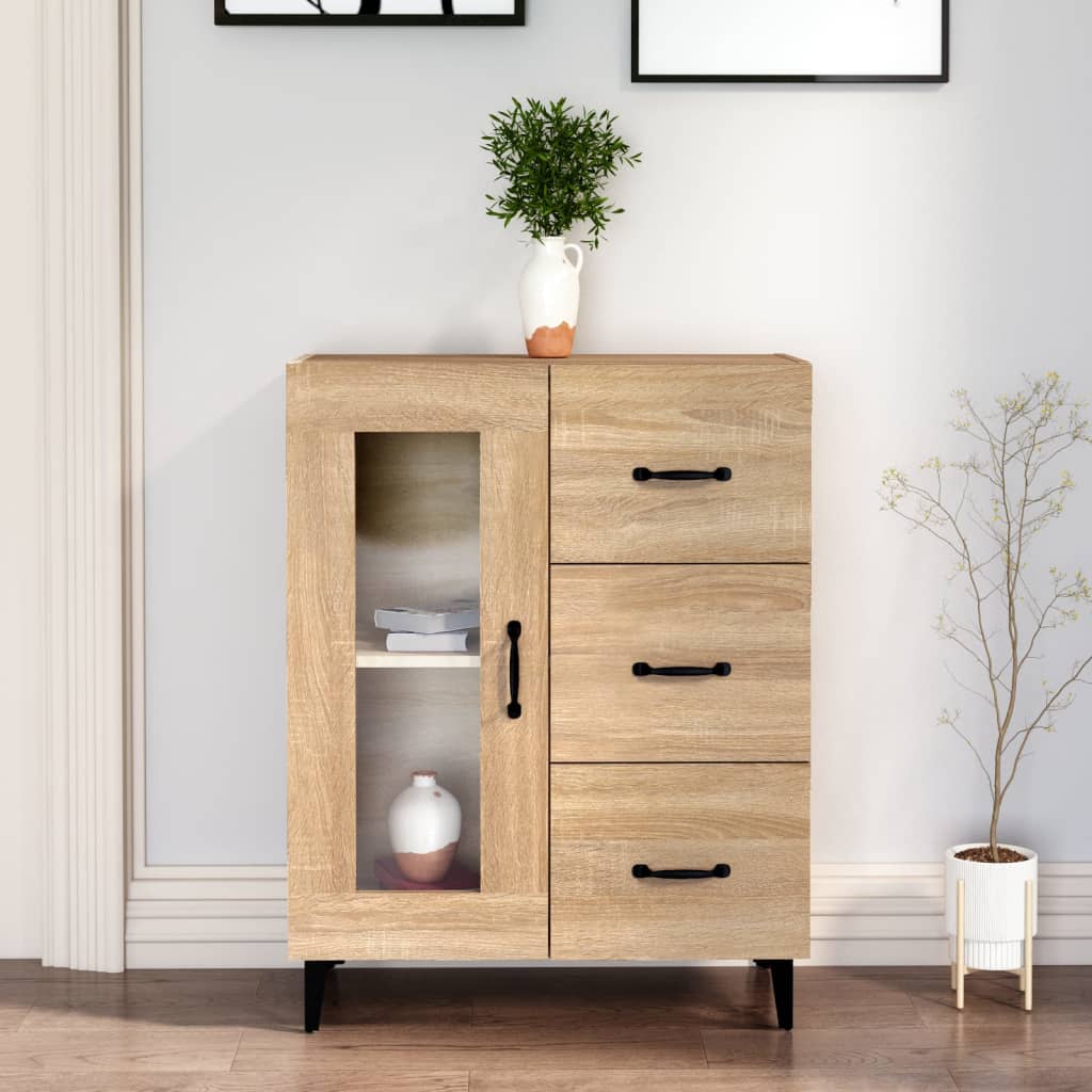 Dressoir 69,5x34x90 cm bewerkt hout sonoma eikenkleurig is nu te koop bij PeponiXL, paradijselijk wonen!