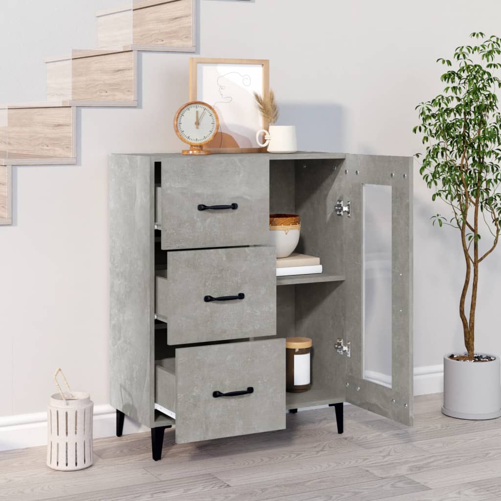 Dressoir 69,5x34x90 cm bewerkt hout betongrijs is nu te koop bij PeponiXL, paradijselijk wonen!