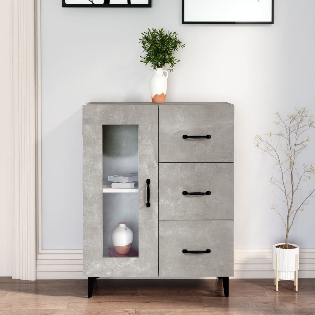 Dressoir 69,5x34x90 cm bewerkt hout betongrijs is nu te koop bij PeponiXL, paradijselijk wonen!