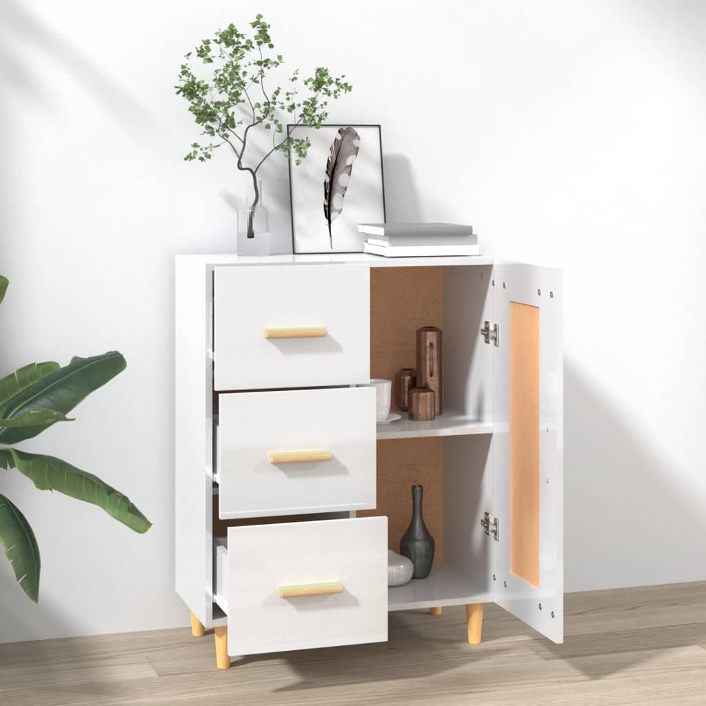 Dressoir 69,5x34x90 cm bewerkt hout hoogglans wit is nu te koop bij PeponiXL, paradijselijk wonen!
