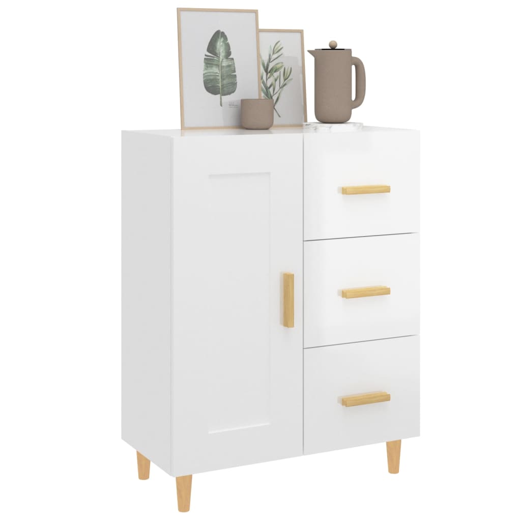 Dressoir 69,5x34x90 cm bewerkt hout hoogglans wit is nu te koop bij PeponiXL, paradijselijk wonen!