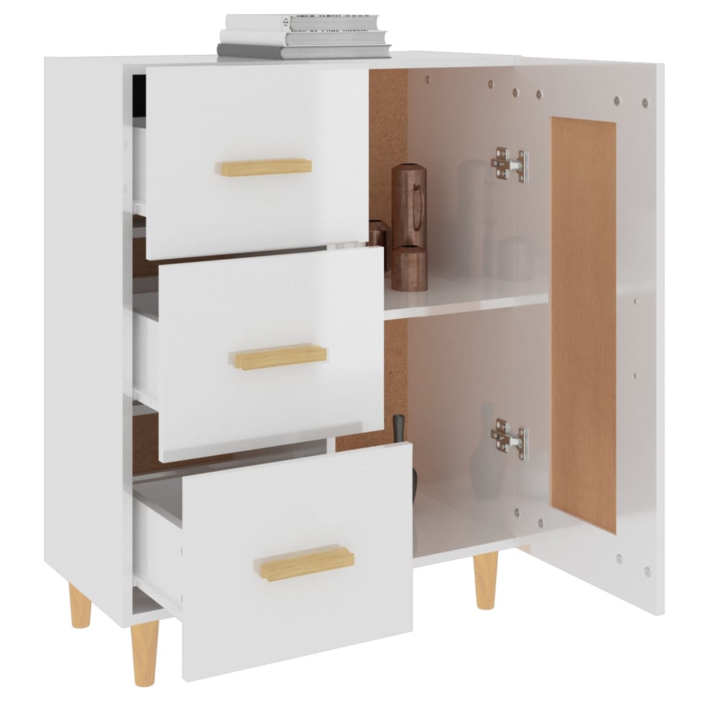 Dressoir 69,5x34x90 cm bewerkt hout hoogglans wit is nu te koop bij PeponiXL, paradijselijk wonen!