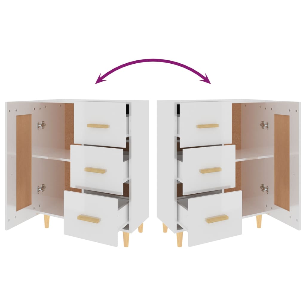Dressoir 69,5x34x90 cm bewerkt hout hoogglans wit is nu te koop bij PeponiXL, paradijselijk wonen!